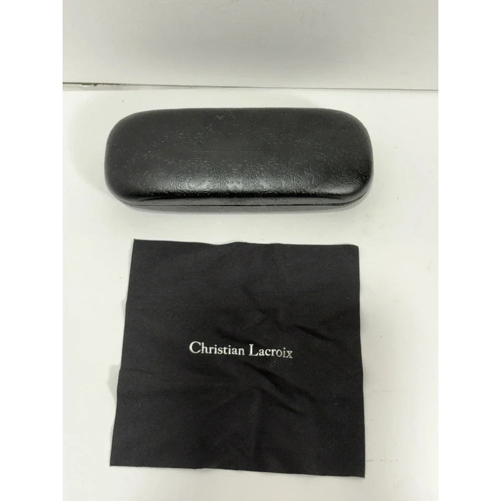 Christian Lacroix Designer Eye Glasses Case Embossed Black With Cloth